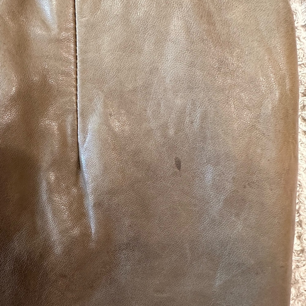Fringed Leather Skirt - Olive Green Vintage - Picture 8 of 9